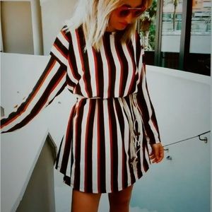 Zara striped dress with macrame beaded belt